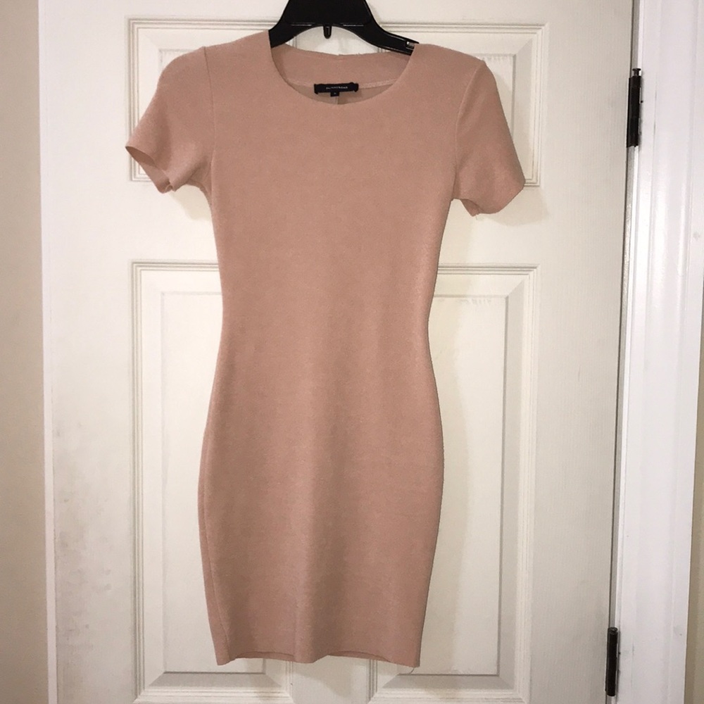 Olivaceous nude/blush short sleeve bodycon dress